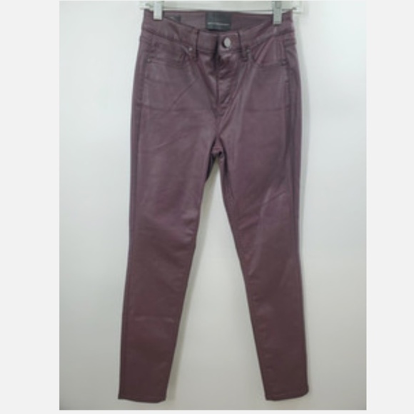WHBM HR Coated Skinny Jeans in Black Cherry sz 2 S NWT - Picture 6 of 8